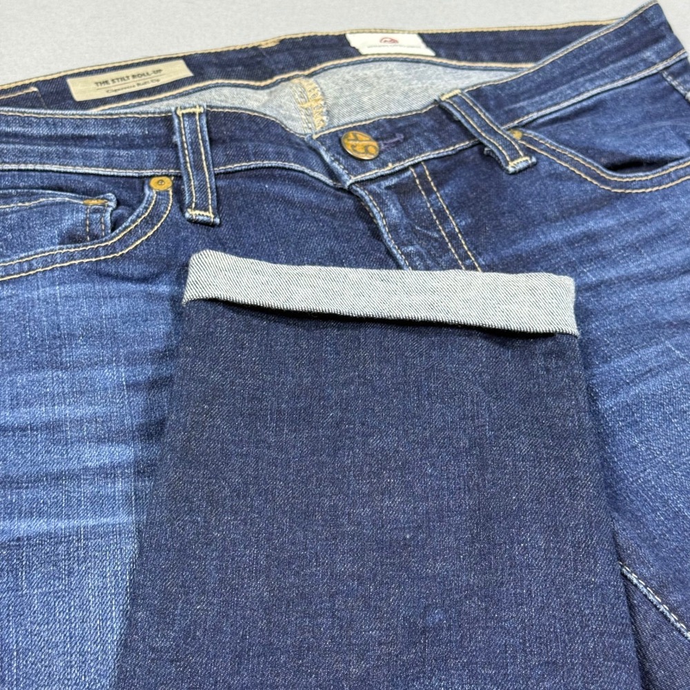 AG Adriano Goldschmied The Stilt Roll-Up Cigarette Jeans Dark Wash Indigo 28